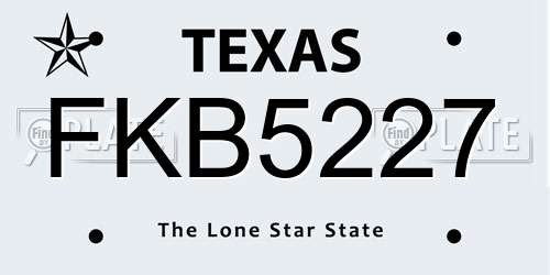 FKB5227 Texas License Plate