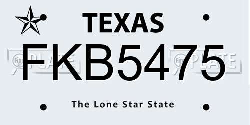 FKB5475 Texas License Plate