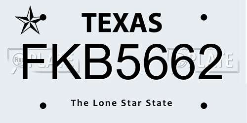 FKB5662 Texas License Plate