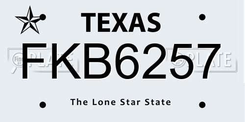 FKB6257 Texas License Plate