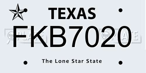 FKB7020 Texas License Plate