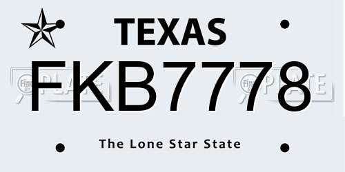 FKB7778 Texas License Plate