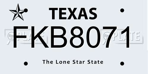 FKB8071 Texas License Plate