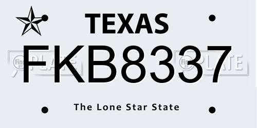 FKB8337 Texas License Plate