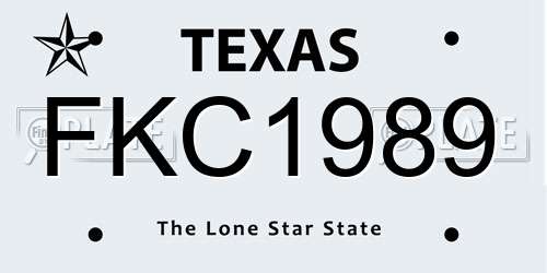 FKC1989 Texas License Plate