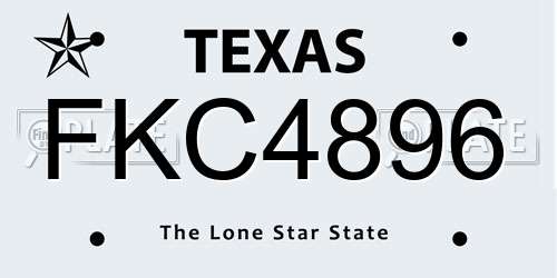FKC4896 Texas License Plate