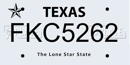 FKC5262 Texas License Plate