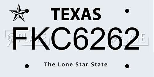 FKC6262 Texas License Plate