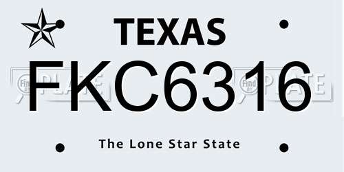 FKC6316 Texas License Plate