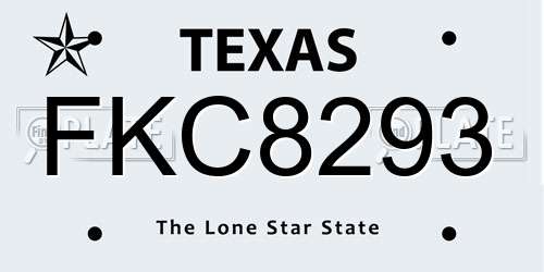 FKC8293 Texas License Plate
