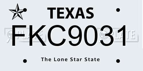 FKC9031 Texas License Plate