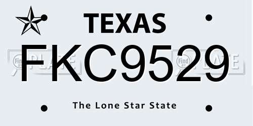 FKC9529 Texas License Plate