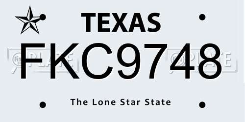 FKC9748 Texas License Plate