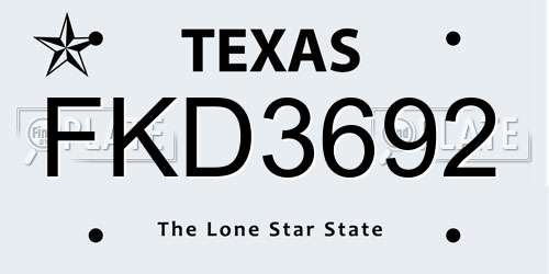 FKD3692 Texas License Plate
