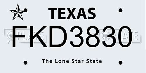 FKD3830 Texas License Plate