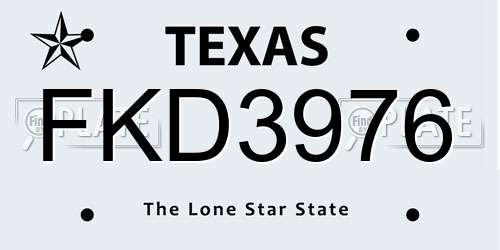 FKD3976 Texas License Plate