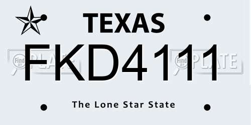 FKD4111 Texas License Plate