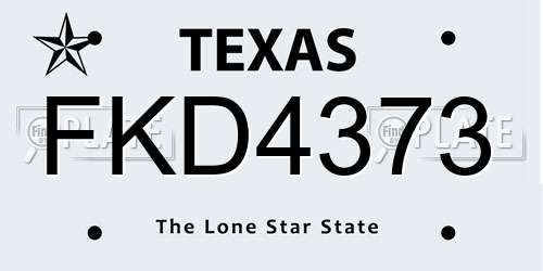 FKD4373 Texas License Plate