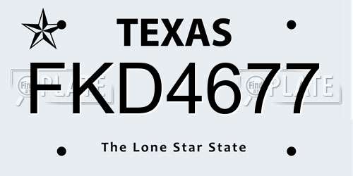 FKD4677 Texas License Plate