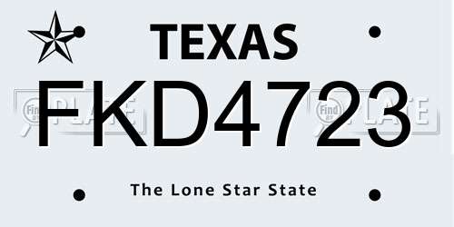 FKD4723 Texas License Plate