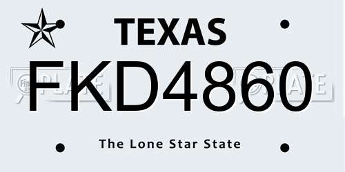 FKD4860 Texas License Plate