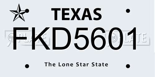 FKD5601 Texas License Plate