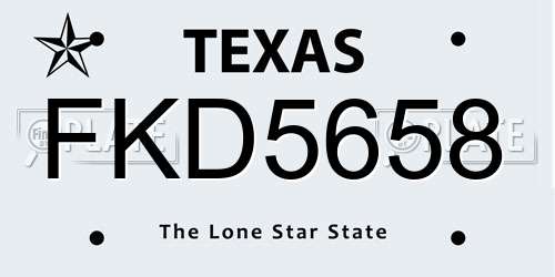 FKD5658 Texas License Plate