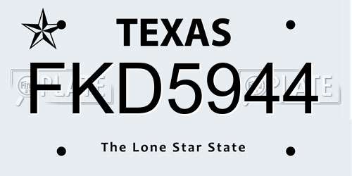 FKD5944 Texas License Plate