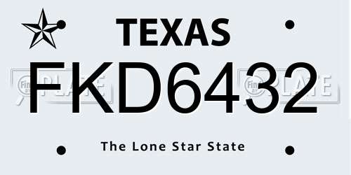 FKD6432 Texas License Plate