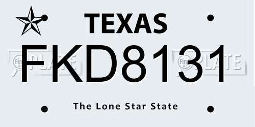 FKD8131 Texas License Plate