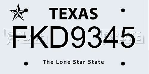 FKD9345 Texas License Plate