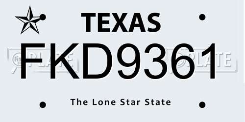 FKD9361 Texas License Plate