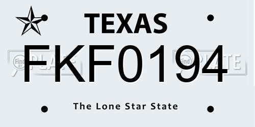 FKF0194 Texas License Plate