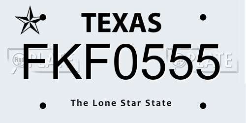 FKF0555 Texas License Plate