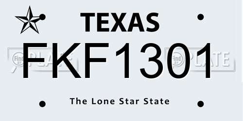 FKF1301 Texas License Plate
