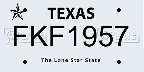 FKF1957 Texas License Plate