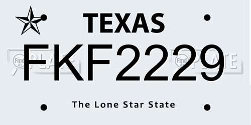 FKF2229 Texas License Plate