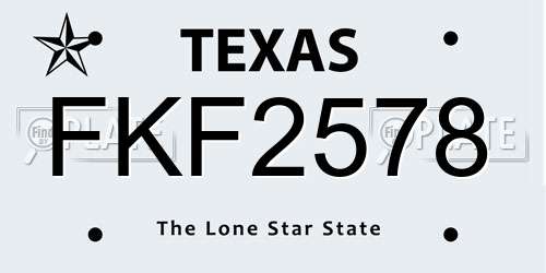 FKF2578 Texas License Plate