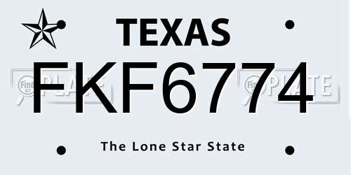 FKF6774 Texas License Plate
