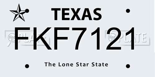 FKF7121 Texas License Plate