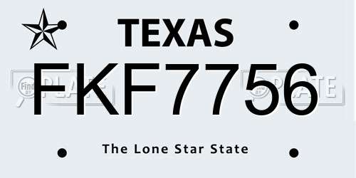 FKF7756 Texas License Plate