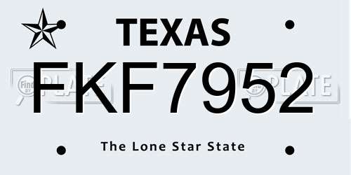FKF7952 Texas License Plate