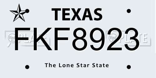 FKF8923 Texas License Plate