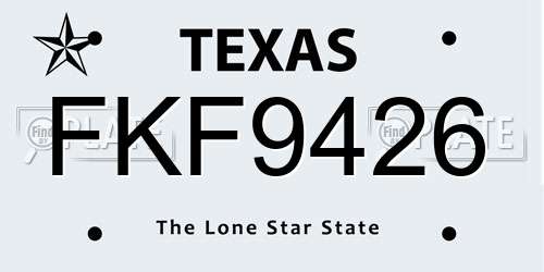 FKF9426 Texas License Plate