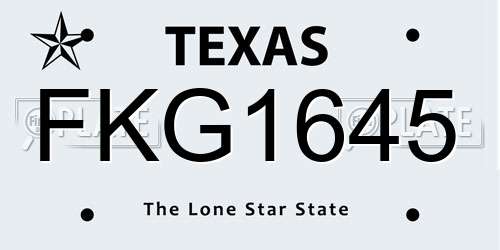 FKG1645 Texas License Plate