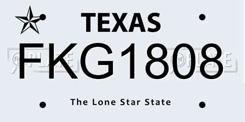 FKG1808 Texas License Plate