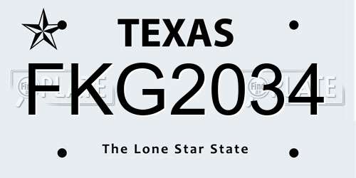 FKG2034 Texas License Plate