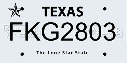 FKG2803 Texas License Plate