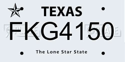 FKG4150 Texas License Plate