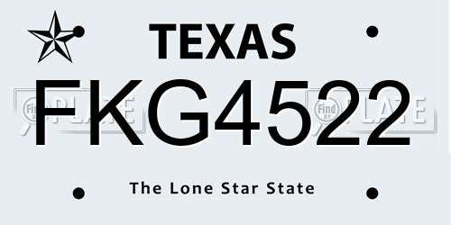 FKG4522 Texas License Plate